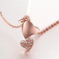 Rose Gold Heart to Heart Pendant Elegant Personality Woman Heart - Shaped Necklace